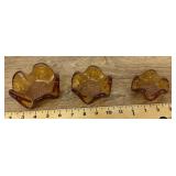 3 amber glass stacking ashtrays