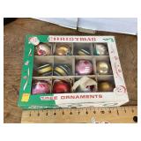 Box of vintage Christmas tree ornaments