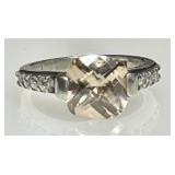 Sterling silver ring with champagne citrine stone