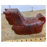 Carved wooden horse box