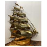 John DeMott brass ship metal wall art sculpture