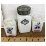 Milk glass salt and pepper shakers