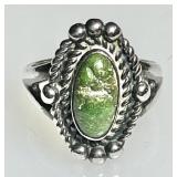 Sterling silver green turquoise ring