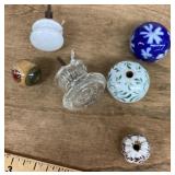Vintage porcelain and glass drawer pulls