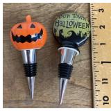 2 ceramic Halloween bottle stoppers
