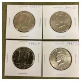 4 Kennedy half dollars