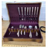 Partial set of silverplate flatware in box