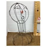 Wire hat stand with face