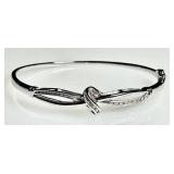 Sterling silver bangle w/channel set diamonds