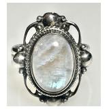 Sterling silver moonstone ring