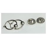 2 pair sterling silver earrings