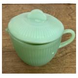 Fire-King jadeite creamer with sugar bowl lid