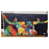 48" Tracy Miller giclee print of colorful steer