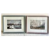 2 signed Roy Kerswill framed prints 11x14