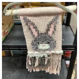 24" Macramï¿½ rabbit wall hanging