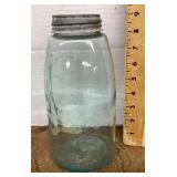 Blue glass Mason jar with zinc lid