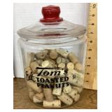 Glass Tomï¿½s peanut jar with original lid