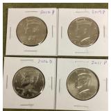 4 Kennedy half dollars