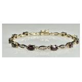 Gold over sterling garnet bracelet