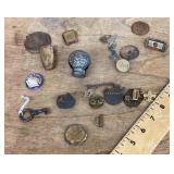 Assorted metal pins, insignia, etc.
