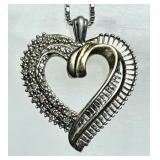 Sterling silver diamond heart necklace