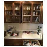 Contents in bar cabinets and drawer