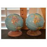 2 tin litho globe coin banks