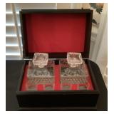 Decanter box, 2 decanters, & 4 glasses