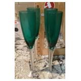 4 hand blown champagne flutes