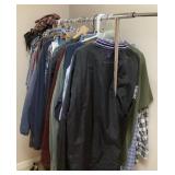 Lot of menï¿½s clothing on rolling rack