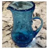 5" blue crackle glass vase