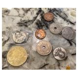 Group of foreign coins and medals
