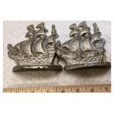 Cast metal ship book ends