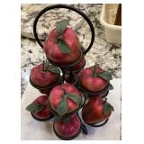 Plastic apples on 12" metal display