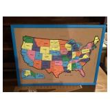 Vintage US map cork board