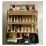 Tackle box with makeup and vanity supplies