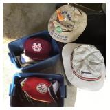 2 totes with snap back caps+ bucket hats