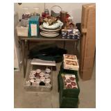 Folding card table and Christmas decor