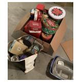 Tins, baskets, and wreaths