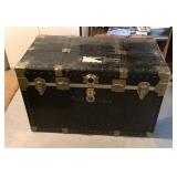 Black storage trunk with tray
