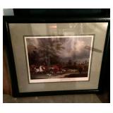 Framed hunt scene print