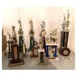 Group of sports trophies