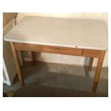 Enamel top work table with drawer