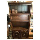Drop front bookcase cabinet plus contents
