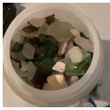 Large pickle jar full of sea glass