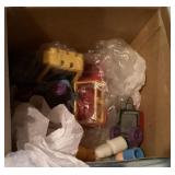 Box of Little People, vehicles, Tootsie Toys