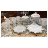 9 pieces of milk glass