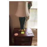 Pair of cherry night stands and lamps