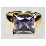 Gold over sterling ring with purple stone