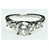 Sterling silver ring with clear stones